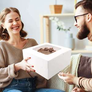 Hộp Bánh Giấy Trắng Hộp Các Tông Vuông Dùng Một Lần 10X10X5 12 Inch Hộp Bánh Có Cửa Sổ - Product Image 6