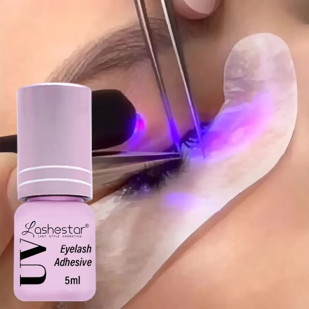 Ashestar-pegamento para extensiones de pestañas, pegamento para extensiones de pestañas con luz UV LED sensible