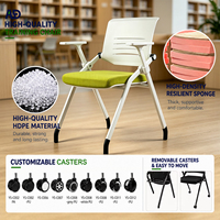Chaise de formation ergonomique moderne avec tablette d'écriture pliable, dossier en maille, empilable, pour conférence, bureau, école, OEM ODM