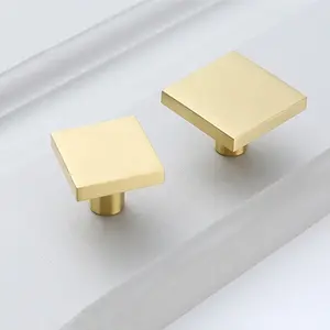 Massief Messing Vierkante Kast Deur Handvat Gouden Kast Lade Knoppen Voor Meubels Hardware