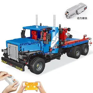 Flytec遥控重型拖车儿童建筑套件车1064件遥控和应用控制卡车积木汽车玩具