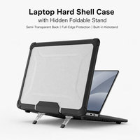 Étui rigide pour ordinateur portable avec béquille, housse semi-transparente pour ordinateur portable, étui de protection antichoc pour PC avec support pliable