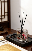 Diffuseur d'Alcool Sans Flamme en Verre 100 ml, Parfum Orchidées Printanières et Bambou Estival, Longue Durée, Qualité Supérieure, pour Aromathérapie Intérieure à la Maison