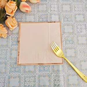 Gold Edged Colored Square Paper Napkins 330cmx330cm For Wedding Hotel Restaurant Party Use - Product Image 2