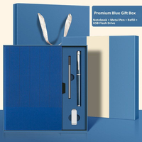 Ensemble de carnets de notes A5 à trois volets avec couverture en PU, stylo, recharge, clé USB, boîte cadeau, événements d'entreprise, logo personnalisé, branding