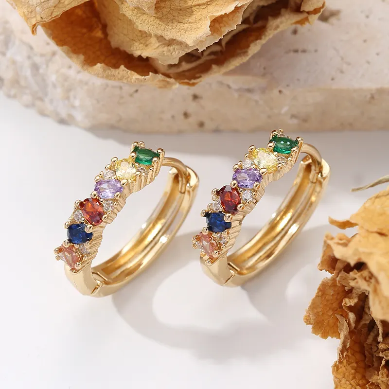 Small Circle Gold Plated Hoop Huggie Earring Women Fashion Jewelry Cubic Zirconia Earrings