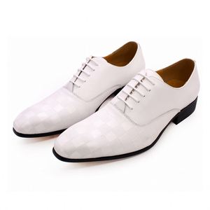 Chaussures Oxford Classiques Blanches en Cuir Véritable pour Hommes, Idéales pour Mariage et Cérémonies, à Lacets et Bout Pointu – Vente en Gros Usine, Meilleur Prix ! - Product Image 1