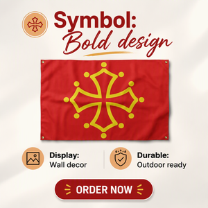 Drapeau AZ FLAG Midi-Pyrenees Occitania 100x150 cm en polyester réglable avec 4 œillets pour balcon ou mur - Product Image 2