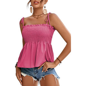 Camisetas ajustadas de verano sin mangas con <span class=keywords><strong>tirantes</strong></span> para <span class=keywords><strong>mujer</strong></span>, camisetas de talla grande, colores sólidos, transpirables, antibolitas, estampado comprimido - Product Image 3