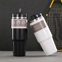 Bouteilles d'eau isothermes en acier inoxydable 304, anti-fuite, avec paille, personnalisables, avec manchon en papier, 20oz et 30oz