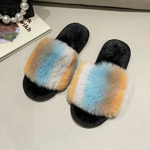 <span class=keywords><strong>Sandales</strong></span> en fourrure de renard moelleuses pour femmes, semelle en PVC, <span class=keywords><strong>sandales</strong></span> d'intérieur, toutes saisons - pour l'été, l'hiver, le printemps, l'automne, couleurs mélangées - Product Image 4