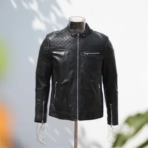 2022 New Style Casual Latest Design Solid Men's Slim Leather Jacket Customized Design Genuine Jacket for Male