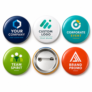 Badges bouton en métal personnalisés avec logo, épingles promotionnelles rondes avec attache de sécurité, impression UV, émail dur, design moderne - Product Image 1