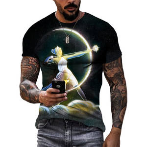 12 segni zodiacali ricamo 3D Anti-pilling con motivo tinta unita Casual ampia vestibilità 180g a maglia a maniche corte <span class=keywords><strong>da</strong></span> <span class=keywords><strong>uomo</strong></span> t-shirt - Product Image 1