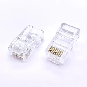 Conector Soulin UTP 1,0 Rj45 Cat5e, conectores modulares de paso a través, conector Jack con chapado en oro para Cable de ordenador Lan