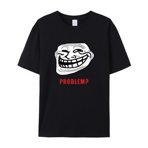 T-shirt à manches courtes pour hommes et femmes, 100% coton, Vintage, drôle, avec motif O-Neck, coupe ample, TROLLFACE MEME <span class=keywords><strong>RAGE</strong></span> - Product Image 1