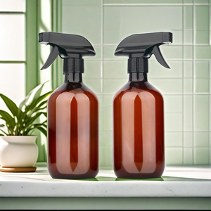 Botella de Spray Redonda Boston de 350 ml y 500 ml, Color Ámbar, PET, Libre de BPA, Recargable, con Gatillo - Product Image 6