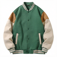 Blouson universitaire pour homme en toile rembourrée, coupe ample, style vintage street racing, color block, avec logo frontal, grande taille, personnalisable, OEM, vente en gros