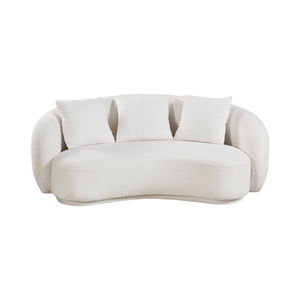İskandinav Tarzı Küçük Daireler İçin Yarım Daire Şeklinde Kavisli 2 Kişilik Kumaş Kanepe, Oturma Odası İçin Krem Rengi Günlük Ahşap Çerçeveli Kanepe - Product Image 6