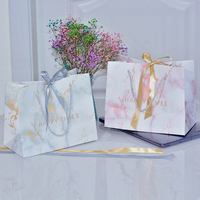 Sacs cadeaux personnalisés recyclables, résistants à l'humidité, imperméables, réutilisables, style classique, texture marbre, impression dorée à effet veiné, bicolores