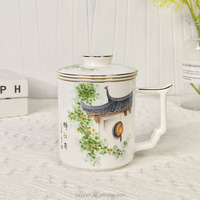 Style chinois créatif ivre Jiangnan tasse de conférence dessinée à la main avec couvercle thé boisson bureau à domicile tasse de cadeau d'affaires