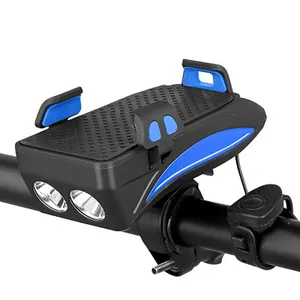 산악 자전거 경적 충전식 자전거 LED 헤드 라이트 자전거 액세서리 USB 야간 전원 은행 자전거 휴대 전화 홀더