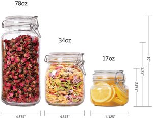 Airtight Glass <strong>Canister</strong> with <strong>Lids</strong> 64oz 78oz Food Storage Jar Storage Container with Clear Preserving Seal Kitchen Canning Jars - Product Image 3