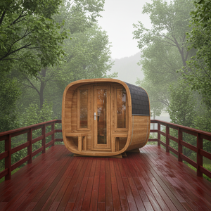 Le sauna de luxe en cèdre rouge pour l'extérieur : votre espace privé dans votre jardin avec véranda de relaxation - Product Image 3