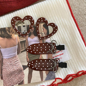 Nuove Mollette per Capelli in Lega Rosso Scuro di Tendenza per Ragazze, Nuove Mollette Smaltate a Forma Geometrica di Cuore/Luna/Ondulata, Mollette Senza Pieghe per Ragazze - Product Image 3