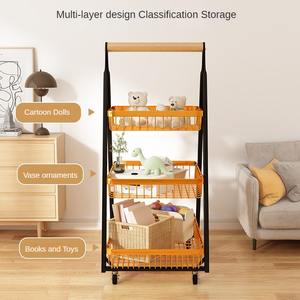 Carrito <span class=keywords><strong>de</strong></span> Almacenamiento Metálico <span class=keywords><strong>de</strong></span> 3 Niveles para Cocina <span class=keywords><strong>con</strong></span> <span class=keywords><strong>Ruedas</strong></span>, Soporte Desmontable para Frutas <span class=keywords><strong>con</strong></span> Asa <span class=keywords><strong>de</strong></span> <span class=keywords><strong>Madera</strong></span> - Product Image 2