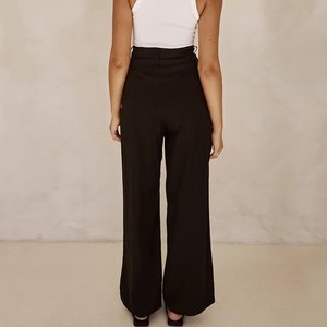 <span class=keywords><strong>Pantaloni</strong></span> in Lino Nuovi e Popolari 2024, Taglia Grande, Dritti e Leggeri, Colore Nero, Vestibilità Comoda per Donne - Product Image 4