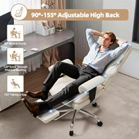 Chaise de bureau de direction ergonomique chauffante à 7 points de massage avec repose-pieds et accoudoirs réglables pour ordinateur