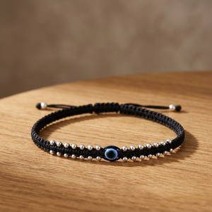 Pulsera Ajustable de Plata con Ojo Turco y Cuentas de Piedra Natural, Estilo Bohemio, Amuleto de la Suerte para Aniversario, para Mujer - Product Image 2