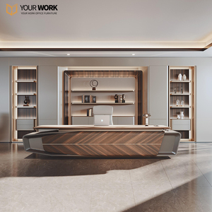 Lujoso Escritorio de gerente moderno en forma de I, muebles de oficina de madera ejecutiva para CEO para Boss Office - Product Image 4
