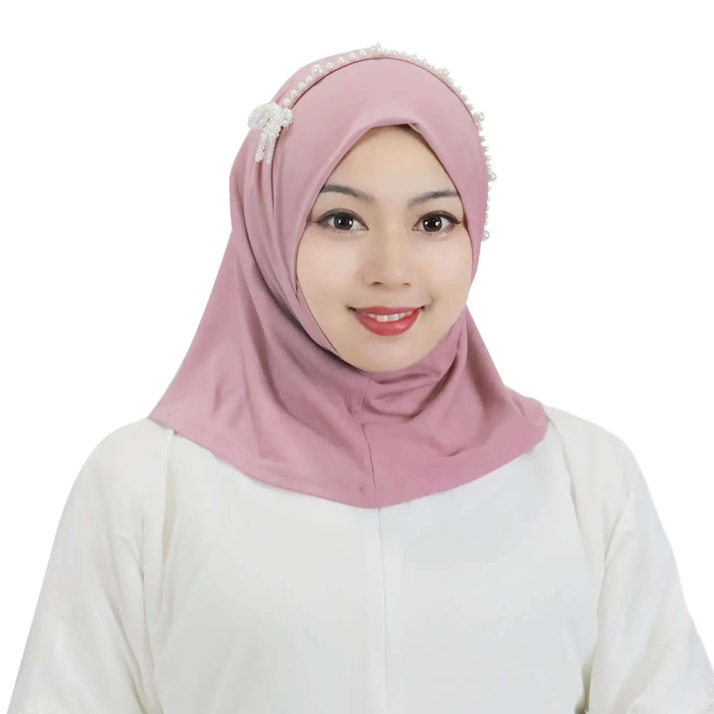 ชุดฮิญาบมุสลิม2ชิ้นสีเดียวกันด้านในและผ้าพันคอสำหรับผู้หญิงซับในสีเดียวกับผ้าพันคอแฟชั่น
