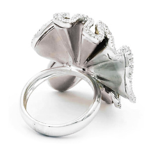Anello da Donna F427 in Oro Bianco con Diamanti Naturali Taglio Brillante Rotondo, Gioiello Nuziale, Pietra Principale Colore D - Product Image 6
