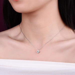 Ice Iced Out VVS Diamond <span class=keywords><strong>1</strong></span> Carat Classic Moissanite Cubic Zirconia Charm Colgante Cadena Joyería de moda Collares para mujeres - Product Image 5