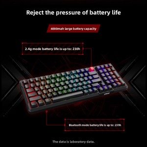 Clavier de jeu mécanique sans fil/filaire MSI FORGE GK500W Dark Night à trois modes, éclairage RGB, structure tactile linéaire, structure Gasket - Product Image 5