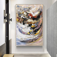 Art mural 3D moderne fait à la main grande peinture à l'huile abstraite sur toile cadre d'affiche de Texture minimaliste colorée pour le salon