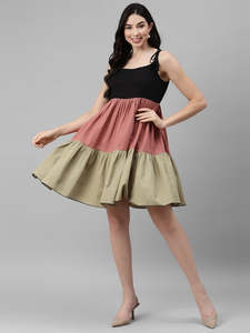 Vestido Mini de Algodón Sólido para Mujer, Estilo A-Line, para Playa, Festivo, Casual, Moderno, Elegante, Vestido Corto de Una Pieza, Estilo Occidental - Product Image 4