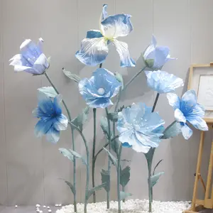 Оптовая продажа, GJ-GF05, гигантские свободно стоящие бумажные цветы, голубая гигантская Цветочная основа, искусственные для свадьбы, большие цветы
