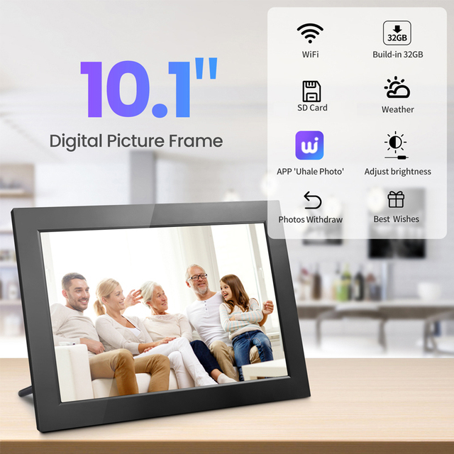 10.1 Inch Acrylic IPS HD Touch Screen Digital Photo Frame 32GB WiFi USB Interface MP4 AVI Video Format 1280x800 Picture Gift