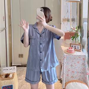 MOTE-MH174 yaz ince kadın Loungewear kısa kollu şort bayanlar pijama giyilebilir 2 parça/takım Ins tarzı gecelik toptan - Product Image 4