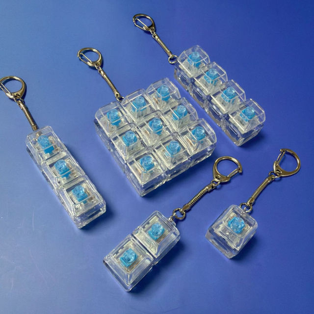 Clear PC Keyboard Keycaps Fidget Toys LED Crystal Keycap Keychain Stress Relief Fingertip Gadget Decompression Toys Clicker