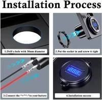 Chargeur Usb pour voiture Qc30 Pd Type C Voltmètre Usb Display QC 18W PD 45W Fast Charge Usbc Charger Socket With Switch