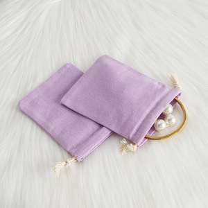 Purple Cotton <b>Drawstring</b> Bag 7x9cm Jewelry Storage <b>Pouch</b> Rectangular Fabric Ring Holder Packaging For Accessories - Product Image 4