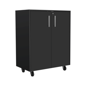 Carro de armario de herramientas de doble puerta DB Lewis Base de almacenamiento de acero y hierro con cuatro ruedas y dos estantes interiores OEM personalizable - Product Image 6