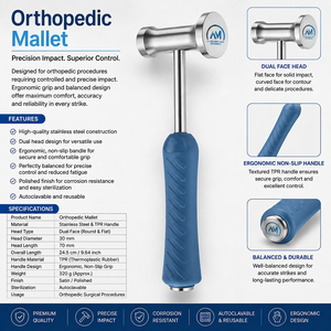 Instruments de soins médicaux Al Mida, marteau orthopédique, instrument chirurgical, tête en acier inoxydable, manche bleu, classe II, certifié CE - Product Image 6