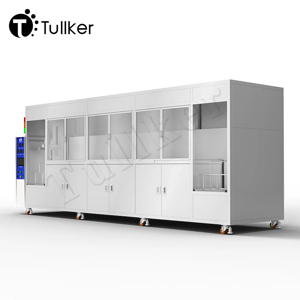 Tullker 135L 5 Tanks PLC Automatic Cleaning Machine HMI Mechanical Manipulator Automated Industrial Ultrasonic Cleaner