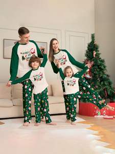 Conjunto de pijamas navideños personalizados a juego para la familia, ropa de dormir roja/verde para vacaciones, niñas, niños, parejas, padres, hijos, hermanos, OEM - Product Image 4
